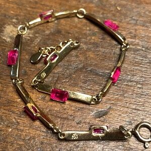 DYADEMA VENEZIA MODERNIST VINTAGE “RUBY” LINKS BRACELET GOLD OVER 925 SI…
